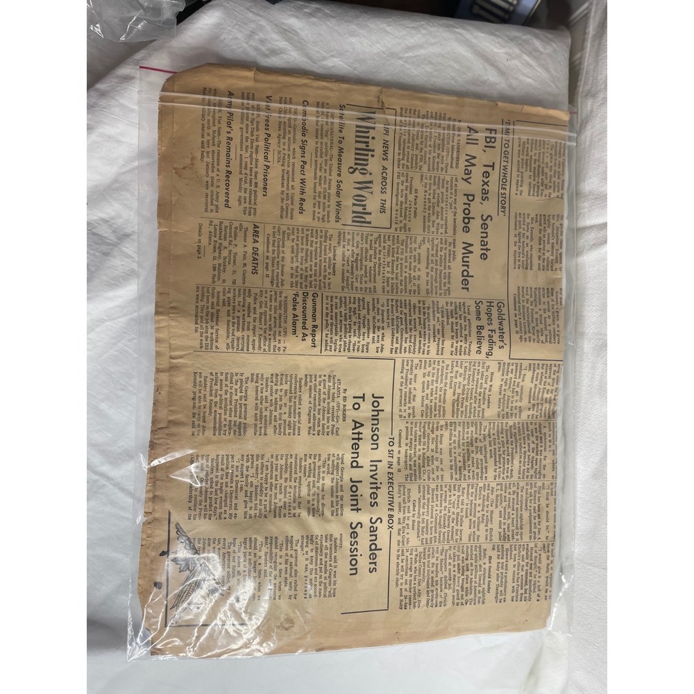 Historic Marietta Daily Journal Newspaper November 28 1963 LBJ JFK Assassination